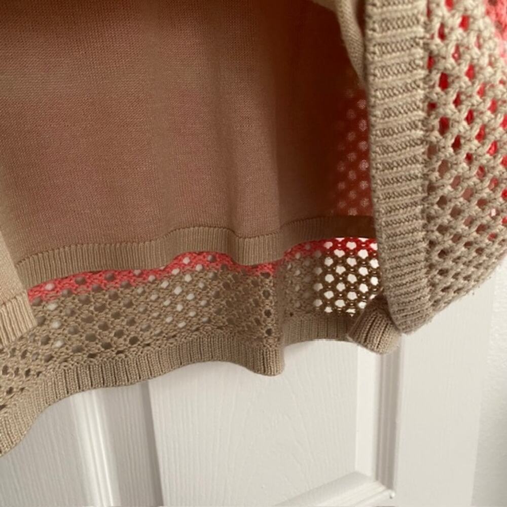 Croft & Barrow V-Neck‎ Loose Knit Lined Sweater Tan/Orange/Ivory Women's Large - Picture 5 of 12